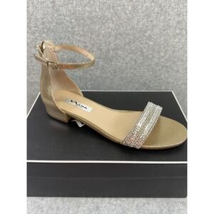 Nina Stevi-Fy Shoes Womens Size 8.5 Reflective‎ Dress Sandals Rhinestone Heel